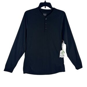 Caliville‎ Black Organic Cotton Long Sleeve Henley Shirt Men Size Small NEW